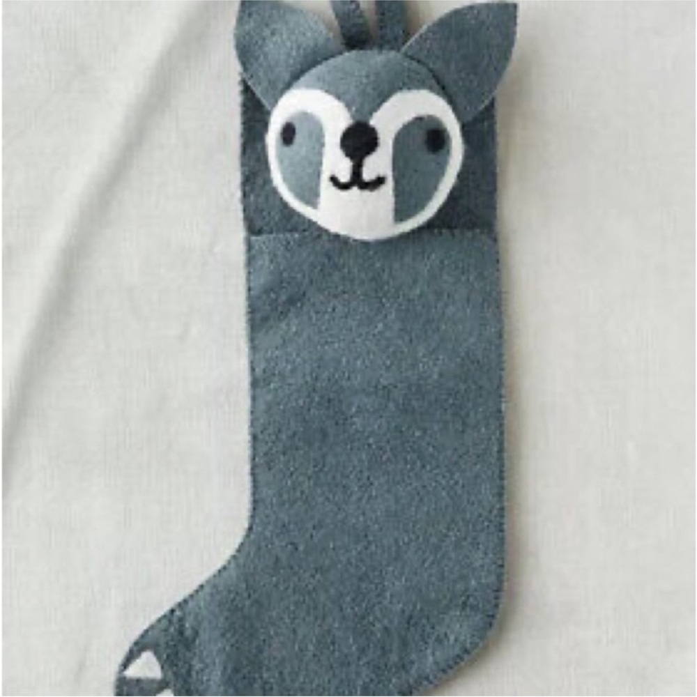 Anthropologie Raccoon Wool Felt Holiday Stocking